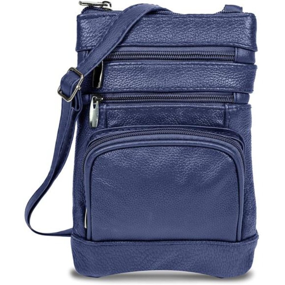 Leather Crossbody Purse for Women Multi Pocket Adjustable Strap Travel Bag